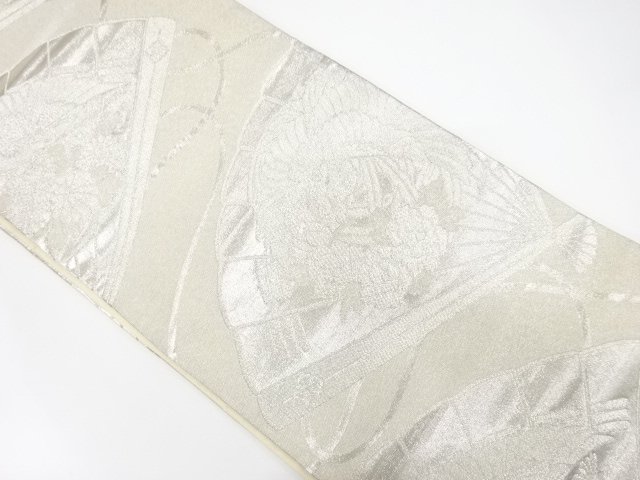 JAPANESE KIMONO / ANTIQUE FUKURO OBI / SILK / WOVEN FAN & PHOENIX